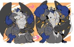 absorption absorption_vore anthro ball_vore balls beard big_balls big_penis canine cock cock_growth cock_vore dick flexing furry growth hair hyper_balls hyper_penis male male_only mane markings muscle_growth muscles muscular muscular_male penis solo solo_focus solo_male testicles trencalos vore wings wolf