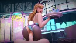 1boy 1girls animated ass back_view blonde_hair blue_eyes bunnysuit fake_animal_ears female gloves holding_object holding_tray liepraag light-skinned_female light-skinned_male light_skin long_hair looking_at_viewer looking_back magik_(illyana_rasputin) magik_(marvel_rivals) male marvel marvel_comics marvel_rivals open_mouth sex sound straight tagme unseen_male_face vagina vaginal vaginal_penetration vaginal_sex video x-men