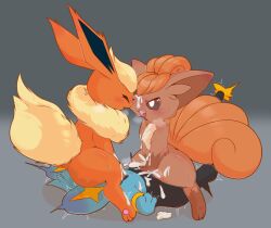absurd_res eeveelution female feral flareon generation_1_pokemon generation_4_pokemon group hi_res male male/female nintendo oshiri_hakase pokemon pokemon_(species) shinx trio vulpix