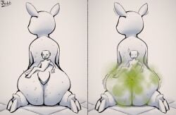 2022 ambiguous_gender animate_inanimate anthro anus artist_name asker_kulturhus ass big_butt butt_squish deer don't_be_a_stranger_(sculpture) duo fart fart_cloud farting_at_viewer female green_fart_cloud hooves humanoid jubb living_statue mammal motion_lines nude on_butt raised_tail rear_view sculpture scut_tail sequence short_tail simple_background sitting size_difference smile squish statue surprise surprised_expression tail text white_background