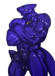 anthro balls cock dick diphallia diphallism engis_(trencalos) furry goo_creature male male_only markings muscles muscular muscular_male penis shark slime solo solo_focus solo_male testicles trencalos