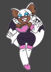 areola_slip areolae artist_request big_breasts bodysuit brown_body earrings elbow_gloves eyeshadow female fully_clothed grin mole_on_breast mole_under_eye rouge_the_bat sonic_(series) sonic_the_hedgehog_(series) thigh_boots white_fur wings