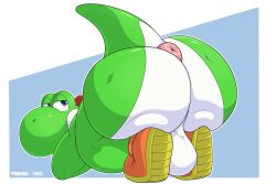 1boy 2023 anthro anus ass ass_up balls big_ass dat_ass dinosaur fat_ass furry furry_male furry_only genitals green_skin green_yoshi huge_ass large_ass looking_back male male_only mario_(series) mature mature_anthro mature_male nintendo piqueraj reptile scalie shoes solo solo_focus solo_male tail testicles yoshi