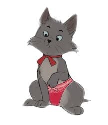 berlioz black_fur clothing cub disney feral male male_cub male_only the_aristocats underwear