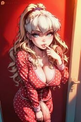1futa ai_generated balls breasts clothed clothing dick_out dustyfutaai erection fantasy female futa_only futanari huge_balls huge_cock intersex large_breasts large_penis light-skinned_futa light-skinned_futanari lola_bunny penis solo solo_focus solo_futa