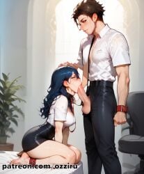 1boy 1boy1girl absurd_res ai_generated blowjob blue_hair byleth_(fire_emblem) byleth_(fire_emblem)_(female) claude_von_riegan cock cock_worship couple couple_(romantic) female fire_emblem fire_emblem:_three_houses hi_res highres long_hair male male/female male_penetrating male_penetrating_female nintendo ozziru patreon romantic romantic_couple self_upload sensual straight uncensored