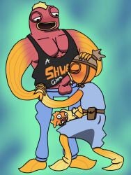 blowjob cum cum_in_mouth fish fish_thicc_(fortnite) fishstick_(fortnite) fleshlight fortnite gay handholding holding_head
