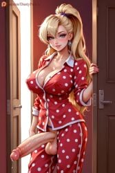 1futa ai_generated balls breasts clothed clothing dick_out dustyfutaai erection fantasy female futa_only futanari huge_balls huge_cock intersex large_breasts large_penis light-skinned_futa light-skinned_futanari lola_bunny penis solo solo_focus solo_futa