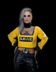 3d black_pants cyberpunk_2077 gilf no_source slim_waist tagme yellow_shirt