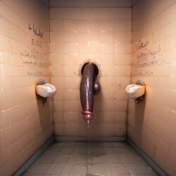 ai ai-created ai_art ai_generated bathroom bathroom_stall bbc big_penis black_penis glory_hole huge_cock penis veiny_penis