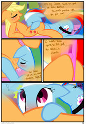 2girls anus applejack_(mlp) blush comic cowboy_hat cunnilingus cutie_mark dialogue duo edit english_text equine female female_only feral freckles friendship_is_magic green_eyes hair hat hi_res hisexpliciteditor horse mammal multicolored_hair my_little_pony oral pegasus pony pussy pyruvate rainbow_dash_(mlp) sex sex_toy spa spread_legs spreading text vaginal_penetration vibrator wing_boner wings yuri