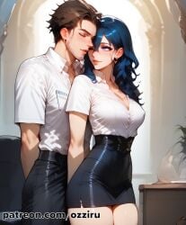 1boy 1boy1girl absurd_res ai_generated blue_hair byleth_(fire_emblem) byleth_(fire_emblem)_(female) claude_von_riegan couple couple_(romantic) female fire_emblem fire_emblem:_three_houses hi_res highres long_hair male male/female male_penetrating male_penetrating_female nintendo ozziru patreon romantic romantic_couple self_upload sensual straight uncensored