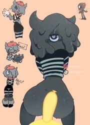1boy 1boy1girl 1girls big_ass big_penis black_body black_eyes black_hair blot_(dandy's_world) blush clothing dandy's_world dandys_world doggy_style doggy_style eltortillas9 eltortillas_(artist) female gray_hair grey_skin heart heart-shaped_pupils looey_(dandy's_world) looking_at_viewer penis pov pov_eye_contact pov_male roblox roblox_game robloxian rule_63 simple_background