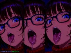 ai_generated different_angle gigatsu glasses looking_at_viewer pixel_art saliva saliva_trail scooby-doo seductive tongue tongue_out velma_dinkley