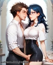 1boy 1boy1girl absurd_res ai_generated blue_hair byleth_(fire_emblem) byleth_(fire_emblem)_(female) claude_von_riegan couple couple_(romantic) female fire_emblem fire_emblem:_three_houses groping hi_res highres long_hair male male/female male_penetrating male_penetrating_female nintendo ozziru patreon romantic romantic_couple self_upload sensual straight uncensored