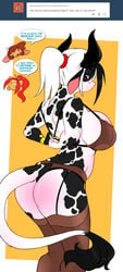 alejandra_coldthorn anthro ask_blog blue_eyes bovine chalo female furry furry_only garter_belt las_lindas lingerie looking_at_viewer ponytail tail text tied_hair tumblr