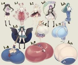 6+girls big_breasts black_hair blonde_hair breasts breasts_bigger_than_body breasts_bigger_than_head breasts_bigger_than_torso could_be_bigger enormous_breasts female gigantic_breasts green_hair hair huge_breasts hyper_breasts large_breasts long_hair massive_breasts multiple_girls needs_larger_breasts not_big_enough pink_hair purple_hair touhou white_hair