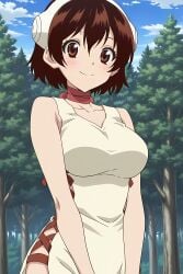 ai_generated ass breasts cute dr.stone female female_only hands_on_lap medium_breasts pinku.ai smile smiling standing white_skin yuzuriha_ogawa