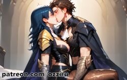 1boy 1boy1girl absurd_res ai_generated blue_hair byleth_(fire_emblem) byleth_(fire_emblem)_(female) claude_von_riegan couple couple_(romantic) female fire_emblem fire_emblem:_three_houses hi_res highres kissing long_hair male male/female male_penetrating male_penetrating_female nintendo ozziru patreon romantic romantic_couple self_upload sensual straight uncensored