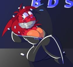 bag bondage breasts cleavage crying duct_tape duct_tape_gag flaky_(htf) furry gag gagged happy_tree_friends porcupine red_body tempson