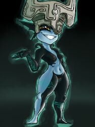 absurd_res breasts female female_focus female_only genitals hi_res humanoid humanoid_female humanoid_only hydrocity imp imp_midna looking_at_viewer markings midna nintendo nude nude_female one_fang pointy_ears pussy short_stack simple_background smile smiling_at_viewer solo solo_female standing the_legend_of_zelda the_legend_of_zelda:_twilight_princess twili