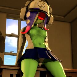 3d acht_(splatoon) breasts cap dedf1sh glasses green_skin headgear headwear looking_at_viewer lusty_sfm mizuta_ahato_(splatoon) nintendo nipples octoling panties pose sanitized_(splatoon) sanitized_octoling sfm shirt source_filmmaker splatoon splatoon_(series) splatoon_3 splatoon_3:_side_order twitter_link twitter_username unbuttoned unbuttoned_shirt