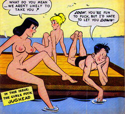 2girls archie_comics ass betty_and_veronica betty_cooper black_hair blonde_hair breasts female female_only jughead_jones kentoons multiple_girls nude pussy veronica_lodge