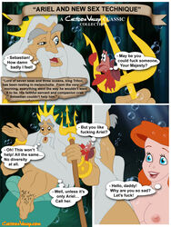 ariel ariel_(the_little_mermaid) cartoonvalley.com comic crab disney disney_princess english english_text father_and_daughter helg incest king_triton male nipples penis royalty sebastian_(disney) speech_bubble the_little_mermaid the_little_mermaid_(1989_film)