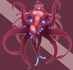 1girls 2021 big_breasts blue_eyes breasts functionally_nude hi_res kraken last_origin monster_girl muhut pink_hair serapias_alice solo solo_female squid tagme tentacle_hair tentacle_monster tentacles