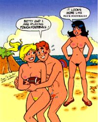 2girls archie_andrews archie_comics betty_and_veronica betty_cooper black_hair blonde_hair breasts football_(american) kentoons multiple_girls nude puberty pubic_hair pussy sex veronica_lodge