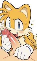 2_tails 2boys 2d aged_up ai_assisted ai_generated blush cum fellatio fox gay human_on_anthro licking_penis male_only miles_tails_prower pov sega sonic_(series) sonic_the_hedgehog_(series) tails_the_fox yaoi young