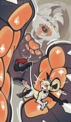 absurd_res ambiguous/ambiguous ambiguous_gender anthro anthro_on_anthro bodily_fluids dipodid dizzy_(dizzymilky) dizzymilky domestic_cat duo felid feline felis heterochromia hi_res jerboa long_tail macro mammal micro open_mouth pawpads paws rodent saliva saliva_on_tongue size_difference tail tongue tongue_out