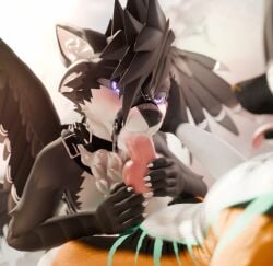 3d_(artwork) absurd_res andromorph andromorph/male animal_genitalia animal_penis anthro anthro_on_anthro anthro_penetrated anthro_penetrating anthro_penetrating_anthro black_body black_fur blender_(artwork) blush bodily_fluids border canid canine canine_genitalia canine_penis cum cum_drip cum_inside deuzear digital_media_(artwork) dripping duo fox fur genital_fluids genitals harness hi_res intersex intersex/male knot_fondling lill_esp lill_espion looking_pleasured male male/male male_penetrating mammal masturbation open_mouth oral penetration penile penis purple_eyes rexouium sex smile submissive