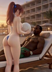about_to_have_sex ai_generated asian asian_female ass beach beach_resort bikini black_male carl_johnson chair dark-skinned_male dark_skin dead_or_alive gangster gold grand_theft_auto grand_theft_auto:_san_andreas interracial jewelry kasumi_(doa) kunoichi light-skinned_female ponytail standing staring staring_at_another sunset wowzerpowzers