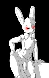 anthro bonnie_(fnaf) bow_tie five_nights_at_freddy's glowing lagomorph machine male mammal mechanical monochrome munks penis plain_background pose rabbit red_eyes robot