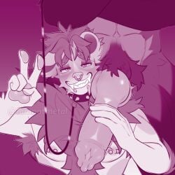 abs animal_genitalia animal_penis anthro armpit_hair bedroom_eyes big_knot big_penis body_hair canine_genitalia canine_penis collar collar_only crossed_arms digital_drawing_(artwork) digital_media_(artwork) duo facial_piercing fangs felid fluffy fluffy_chest genitals gesture hair hand_gesture hi_res holding_penis huge_cock iamnotmetal it'll_never_fit knot leash lion male male/male mammal mouth_piercing muscular muscular_anthro muscular_male narrowed_eyes navel nipple_piercing nipples nose_piercing nose_ring nude pantherine pawpads penis piercing pubes restricted_palette ring_piercing seductive size_difference smile spiked_collar spikes teeth v_sign