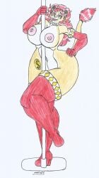 anthro beige_body beige_fur big_breasts big_hips dollar_sign earrings eyeshadow frizzy_hair furry ginger_female golden_eyes hairbow high_heel_boots jessy_biter_(waifuland) lion_girl lioness long_boots long_gloves looking_at_viewer marlon64 naked_boots naked_female naked_gloves pearl_necklace pole_dancing pole_tied red_fur red_hair red_lipstick smiling_at_viewer tattoo_on_thigh traditional_drawing_(artwork) waifuland white_background white_fur