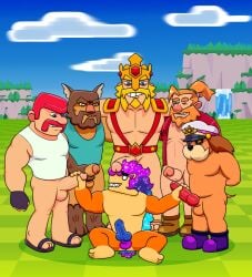 aliknto barbarian_(clash_of_clans) barbarian_king_(clash_of_clans) boom_beach brawl_stars bukkake clash_(series) clash_of_clans clash_royale colonel_ruffs gay greg_(hay_day) hay_day heavy_(boom_beach) male/male oc orgy squad_busters supercell yaoi