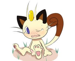 1boy balls male male_only meowth nintendo one_eye_closed penis pokemon softcream solo video_games