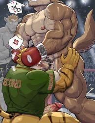 2boys abs anthro bara big_penis blowjob blush boxing_gloves boxing_ring coach cornerman cum cum_from_mouth cum_in_mouth cum_in_throat cum_inside cumming daddy deepthroat defeat defeated dilf erect_penis erection excessive_cum face_fucking fellatio furry fut gay gay_blowjob gay_sex horny huge_cock irrumatio kneeling large_penis leopard male male/male male_only miazuma_shouki muscular muscular_male octagon oral oral_penetration oral_sex pecs pleasure_face thick_penis thrusting thrusting_into_mouth veiny_penis watching watching_sex wolf wolf_ears yaoi