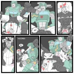 2boys ahe_gao ahegao_face alien alien_humanoid autobot_insignia badge blue_eyes brat brat_taming cigar close_up comic commission cop cum_dripping_from_mouth cum_in_mouth cygar dialogue extinguishing_cigar_on_partner eye_contact fuck_me_eyes gay gay_sex grabbing_own_breasts hearts_around_head hermaphrodite holding_thighs kup_(transformers) legs_up messy_sex missionary_position nuefass pain_play police pounding_pussy pov prowl_(transformers) pussy_juice pussy_juice_drip robot robot_alien robot_humanoid simple_background simple_coloring smoke smoking smoking_fetish spread_legs thrusting thrusting_into_pussy tongue_out transformers transformers_idw wincing yaoi