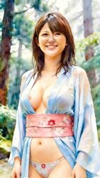 actress ai_generated celebrity female haori hot kimono kimono_open kumi_imura naked_female panties raining rin_sakyou_(ryukendo) ryukendo seductive sexy wet wet_body wet_clothes wet_hair wet_panties wet_skin