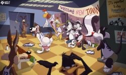 3_toes 4_fingers anatid anseriform anthro ass avian backsack balls barefoot barnyard_dawg basketball_uniform basset_hound bedroom_eyes bench bird black_body black_feathers black_fur bodily_fluids briefs brown_body brown_feathers brown_fur bulge canid canine canis catsnbriefs charlie_dog chicken claude_cat clothed clothing coyote daffy_duck dipstick_tail domestic_cat domestic_dog duck erection feathers feet felid feline felis fingers fluffy fluffy_tail foghorn_leghorn fur galliform genital_fluids genitals group hair half-closed_eyes hi_res humanoid_genitalia humanoid_penis hunting_dog leaking_precum locker_room looney_tunes lucky_dalmatian male male/male mammal markings masturbation_through_clothing mephitid narrowed_eyes navel open_mouth open_smile partially_clothed penis pepe_le_pew phasianid poster precum presenting presenting_hindquarters raised_tail red_hair scent_hound seductive shirt skunk smile soap space_jam sportswear spots spotted_body spotted_fur sylvester_(looney_tunes) tail tail_markings tan_body tan_fur tank_top tenting toes toony topwear towel towel_around_waist underwear underwear_down underwear_only uniform warner_brothers white_body white_feathers white_fur wide_eyed wile_e._coyote yellow_body yellow_fur