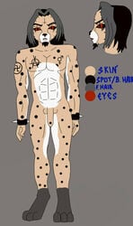 anthro balls black_hair black_sclera cheetah dark demon feline grey_hair hair hybrid kade91 male mammal nude penis red_eyes slit_pupils spots