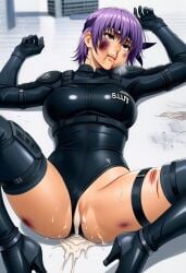 after_rape after_sex ai_generated ayane_(doa) beaten_bloody beaten_up blood bodysuit bruised crying cum cum_in_pussy cut dead_or_alive female female_soldier half_awake heels high_cut latex leaking_cum left_alone_after_sex mercenary on_back on_ground raped raped_by_enemy ryona sexy tactical tactical_clothes tactical_gear