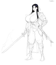 1girls big_breasts breasts eiko_hawatari fantasy fantasy_character franktonius hawatari_eiko oc original original_character samurai solo