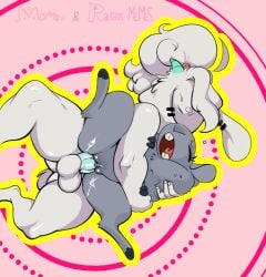 anthro closed_eyes cyan_(cyantmov) cyantmov duo female gynomorph hug hugging_another intersex intersex/female larger_gynomorph larger_intersex momocat open_mouth penetration size_difference smaller_female vaginal_penetration