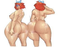 1girls completely_nude completely_nude_female female female_only looking_at_viewer looking_back nude nude_female quattrant ragatha_(the_amazing_digital_circus) solo_female sweaty sweaty_ass tagme the_amazing_digital_circus