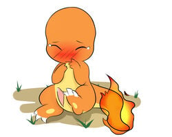 1boy blush charmander closed_eyes embarrassed erection male male_only nintendo penis pokémon_(species) pokemon softcream solo video_games