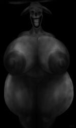 3:5 absurd_res anthro antlers areola big_areola big_breasts big_nipples breasts bruised bruised_breast bruised_leg deer eye_bags eyelashes female genitals hallucination happy hi_res horn horror_(theme) huge_areola huge_breasts huge_nipples hyper hyper_areola hyper_breasts hyper_nipples long_ears long_eyelashes looking_at_viewer m4n mammal monochrome monster nightmare_fuel nightmare_waifu nipples nude scary smile smiling_at_viewer solo the_deer_(m4n) thick_thighs uneven_eyes vulva wide_hips wrinkles